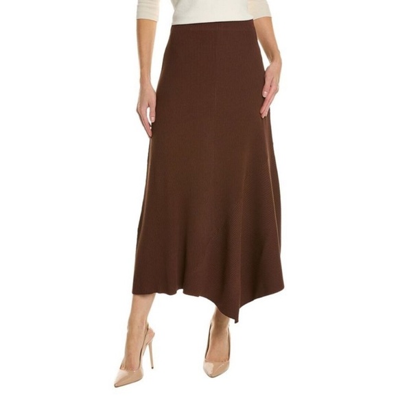 A.L.C. Jaime Midi Skirt Knit Stretch Chocolate Brown Fall Asymmetrical Size XS - Picture 1 of 9
